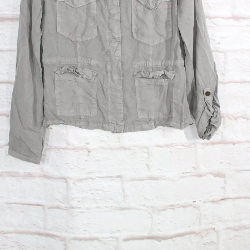 Sanctuary Gray 100% Lyocell Snap Button Front Pockets Jacket Size L - Picture 3 of 9